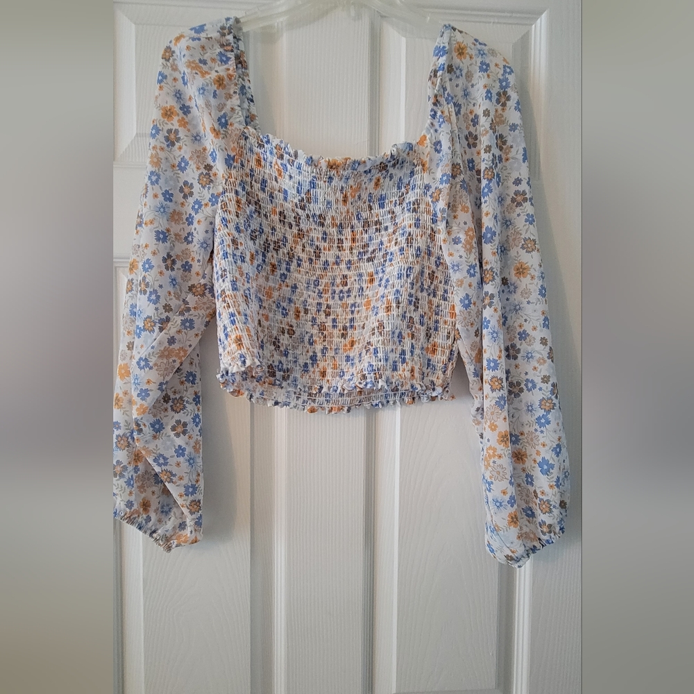 Smocked Floral blouse